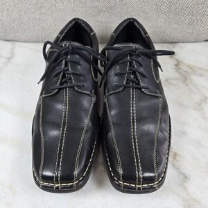Kenneth Cole Reaction Black Leather Square Toe Oxfords w/Contrast Stitch Size 13